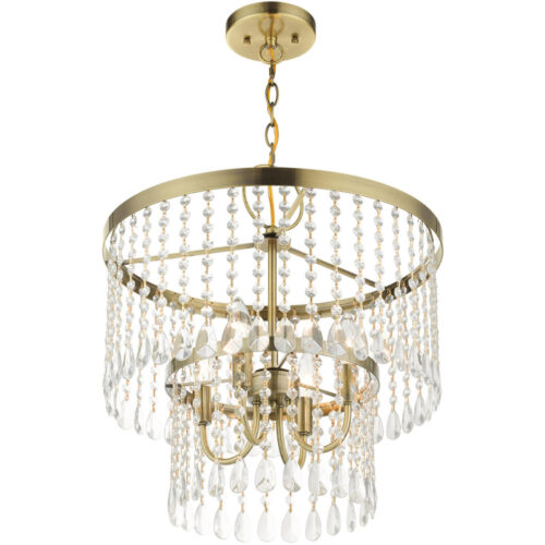 51064-01 4 Light Antique Brass Pendant Chandelier-Lighting LumensChandeliers