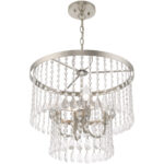 4 Light Brushed Nickel Pendant Chandelier with Clear Crystals Shade-Lighting LumensChandeliers