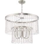 5 Light Brushed Nickel Pendant Chandelier with Clear Crystals Shade-Lighting LumensChandeliers