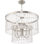 5 Light Brushed Nickel Pendant Chandelier with Clear Crystals Shade-Lighting LumensChandeliers