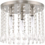 3 Light Brushed Nickel Ceiling Light fixture with Clear Crystals Shade-Lighting LumensFlush Mount Ceiling Lights