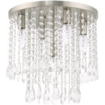 5 Light Brushed Nickel Ceiling Light fixture with Clear Crystals Shade-Lighting LumensFlush Mount Ceiling Lights