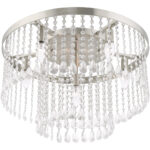 6 Light Brushed Nickel Ceiling Light fixture with Clear Crystals Shade-Lighting LumensFlush Mount Ceiling Lights