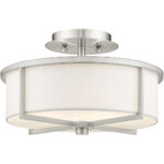 2 Light Brushed Nickel Ceiling Light fixture with Steel base material-Lighting LumensFlush Mount Ceiling Lights