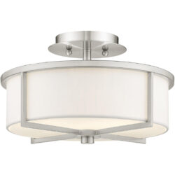 2 Light Brushed Nickel Ceiling Light fixture with Steel base material-Lighting LumensFlush Mount Ceiling Lights