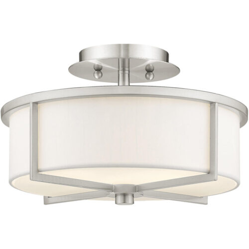 2 Light Brushed Nickel Ceiling Light fixture with Steel base material-Lighting LumensFlush Mount Ceiling Lights