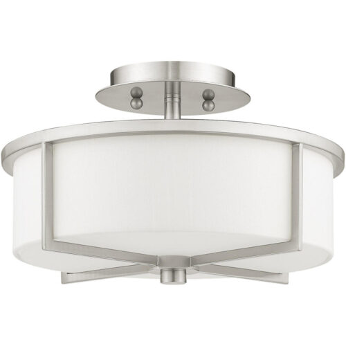 2 Light Brushed Nickel Ceiling Light fixture with Steel base material-Lighting LumensFlush Mount Ceiling Lights