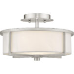 2 Light Brushed Nickel Ceiling Light fixture with Steel base material-Lighting LumensFlush Mount Ceiling Lights