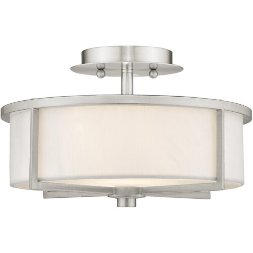 2 Light Brushed Nickel Ceiling Light fixture with Steel base material-Lighting LumensFlush Mount Ceiling Lights