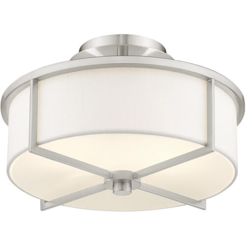 2 Light Brushed Nickel Ceiling Light fixture with Steel base material-Lighting LumensFlush Mount Ceiling Lights