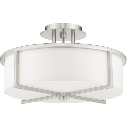 3 Light Brushed Nickel Ceiling Light fixture with Steel base material-Lighting LumensFlush Mount Ceiling Lights