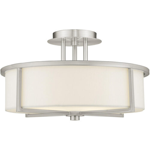 3 Light Brushed Nickel Ceiling Light fixture with Steel base material-Lighting LumensFlush Mount Ceiling Lights