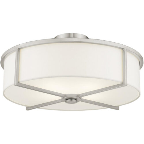 3 Light Brushed Nickel Ceiling Light fixture with Steel base material-Lighting LumensFlush Mount Ceiling Lights