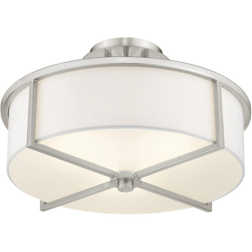 3 Light Brushed Nickel Ceiling Light fixture with Steel base material-Lighting LumensFlush Mount Ceiling Lights