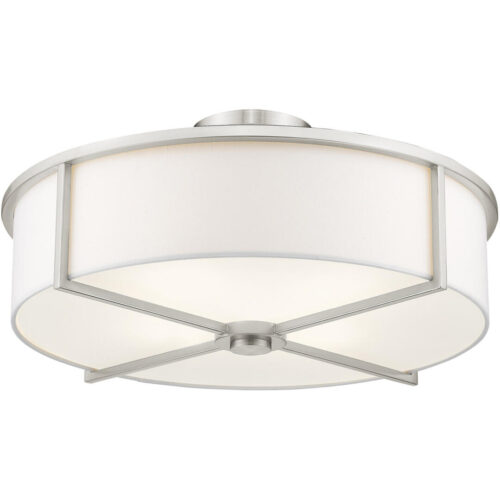 4 Light Brushed Nickel Ceiling Light fixture with Steel base material-Lighting LumensFlush Mount Ceiling Lights