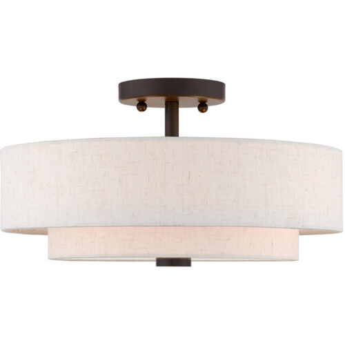 3 Light English Bronze Ceiling Light fixture with Steel base material-Lighting LumensFlush Mount Ceiling Lights