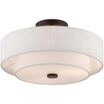 3 Light English Bronze Ceiling Light fixture with Steel base material-Lighting LumensFlush Mount Ceiling Lights