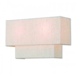 13 inch 2 Light English Bronze ADA Wall Sconce with Hand Crafted Oatmeal Color Fabric Shade-Lighting LumensWall Sconces