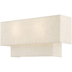 16 inch 2 Light English Bronze ADA Wall Sconce with Hand Crafted Oatmeal Color Fabric Shade-Lighting LumensWall Sconces