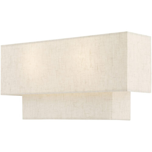 16 inch 2 Light English Bronze ADA Wall Sconce with Hand Crafted Oatmeal Color Fabric Shade-Lighting LumensWall Sconces