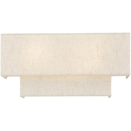 16 inch 2 Light English Bronze ADA Wall Sconce with Hand Crafted Oatmeal Color Fabric Shade-Lighting LumensWall Sconces