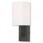 5 inch 1 Light Bronze Wall Sconce with Hand Crafted Off White Fabric Hardback Shade Shade-Lighting LumensWall Sconces