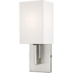 5 inch 1 Light Brushed Nickel Wall Sconce with Hand Crafted Off-White Fabric Hardback Shade Shade-Lighting LumensWall Sconces