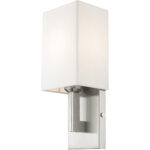 5 inch 1 Light Brushed Nickel Wall Sconce with Hand Crafted Off-White Fabric Hardback Shade Shade-Lighting LumensWall Sconces