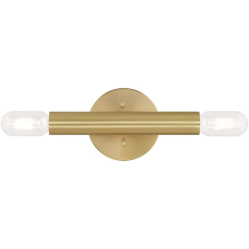 5.125 inch 2 Light Satin Brass ADA Wall Sconce with Steel base material-Lighting LumensWall Sconces