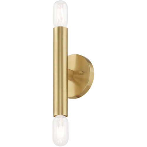 5.125 inch 2 Light Satin Brass ADA Wall Sconce with Steel base material-Lighting LumensWall Sconces