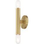 5.125 inch 2 Light Satin Brass ADA Wall Sconce with Steel base material-Lighting LumensWall Sconces