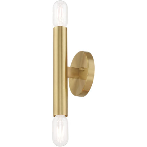 5.125 inch 2 Light Satin Brass ADA Wall Sconce with Steel base material-Lighting LumensWall Sconces