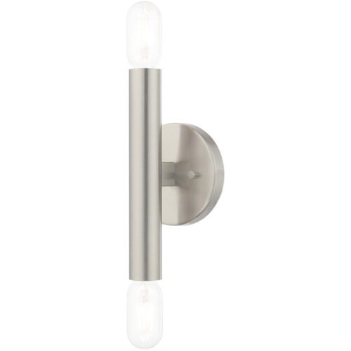 5.125 inch 2 Light Brushed Nickel ADA Wall Sconce with Steel base material-Lighting LumensWall Sconces