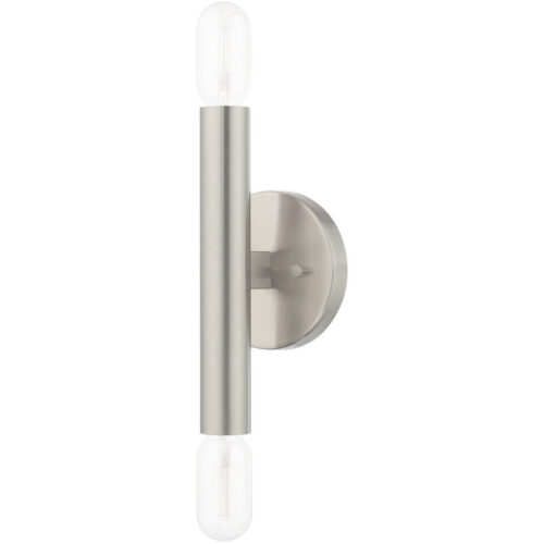 5.125 inch 2 Light Brushed Nickel ADA Wall Sconce with Steel base material-Lighting LumensWall Sconces