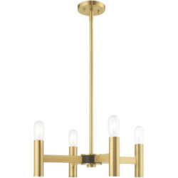 4 Light Satin Brass Mini Chandelier with Steel base material-Lighting LumensChandeliers