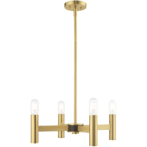 4 Light Satin Brass Mini Chandelier with Steel base material-Lighting LumensChandeliers