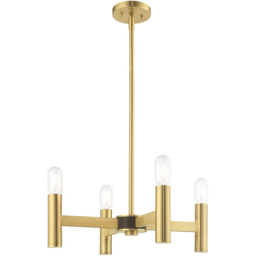 4 Light Satin Brass Mini Chandelier with Steel base material-Lighting LumensChandeliers