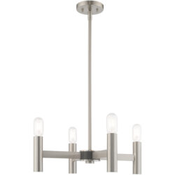 4 Light Brushed Nickel Mini Chandelier with Steel base material-Lighting LumensChandeliers