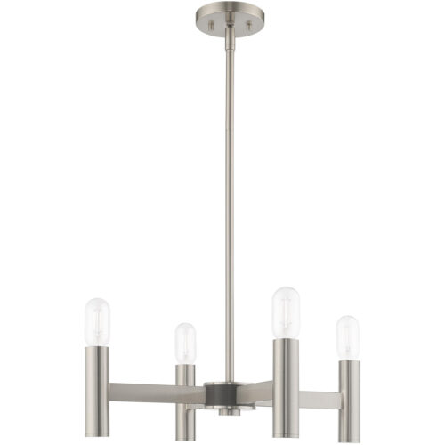 4 Light Brushed Nickel Mini Chandelier with Steel base material-Lighting LumensChandeliers