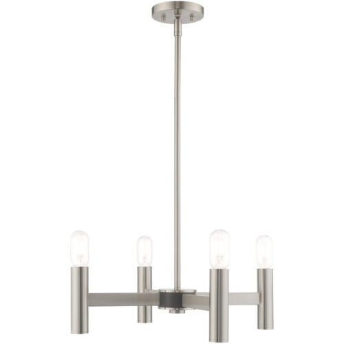 4 Light Brushed Nickel Mini Chandelier with Steel base material-Lighting LumensChandeliers