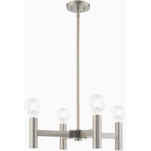 4 Light Brushed Nickel Mini Chandelier with Steel base material-Lighting LumensChandeliers