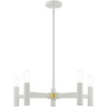 5 Light White Chandelier with Steel base material-Lighting LumensChandeliers