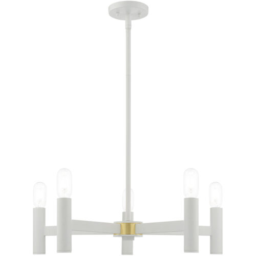 5 Light White Chandelier with Steel base material-Lighting LumensChandeliers