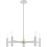 5 Light White Chandelier with Steel base material-Lighting LumensChandeliers