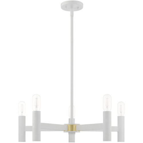 5 Light White Chandelier with Steel base material-Lighting LumensChandeliers