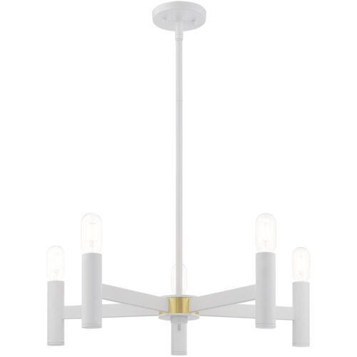 5 Light White Chandelier with Steel base material-Lighting LumensChandeliers