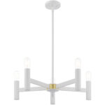 5 Light White Chandelier with Steel base material-Lighting LumensChandeliers