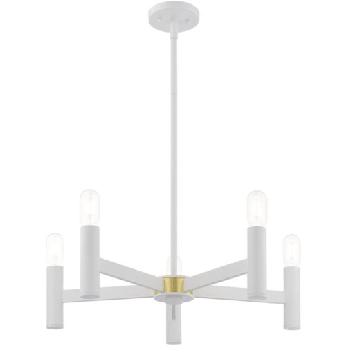 5 Light White Chandelier with Steel base material-Lighting LumensChandeliers