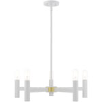 5 Light White Chandelier with Steel base material-Lighting LumensChandeliers