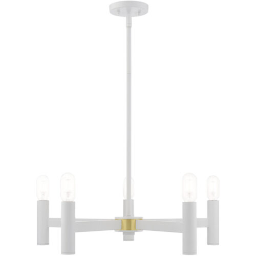 5 Light White Chandelier with Steel base material-Lighting LumensChandeliers